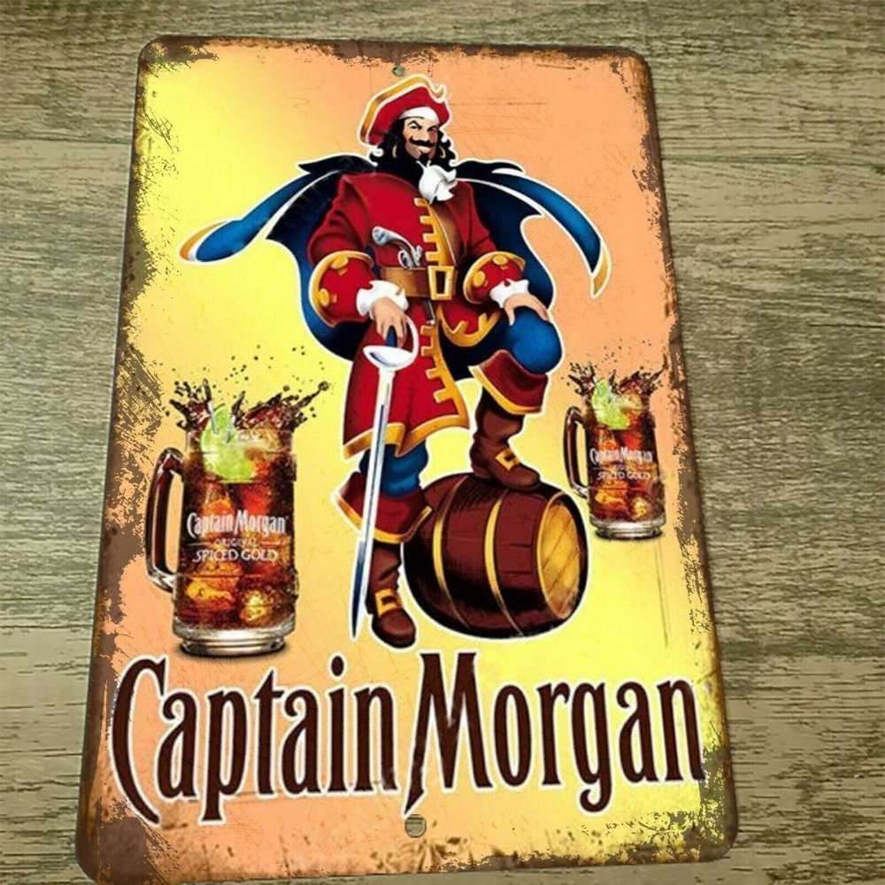 Captain Morgan Vintage Look Spiced Rum Liquor Alcohol 8x12 Metal Wall Bar‎ Sign